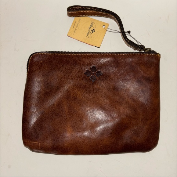 Patricia Nash Handbags - Patricia Nash Cassini Cognac Vintage Distressed Leather Wristlet Clutch Top Zip
